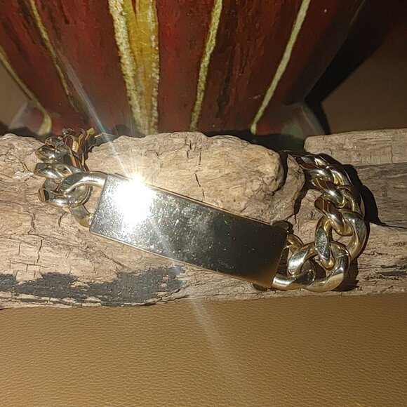 Mens Bracelet Gold Tone Speidel Vintage Half Inch ID Chain Link Design Clasp - Picture 2 of 13